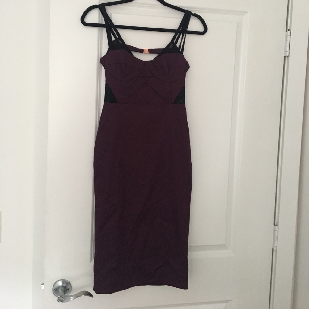 Going out deep purple tight knee length dress